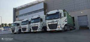 Photography of trucks in the warehouse